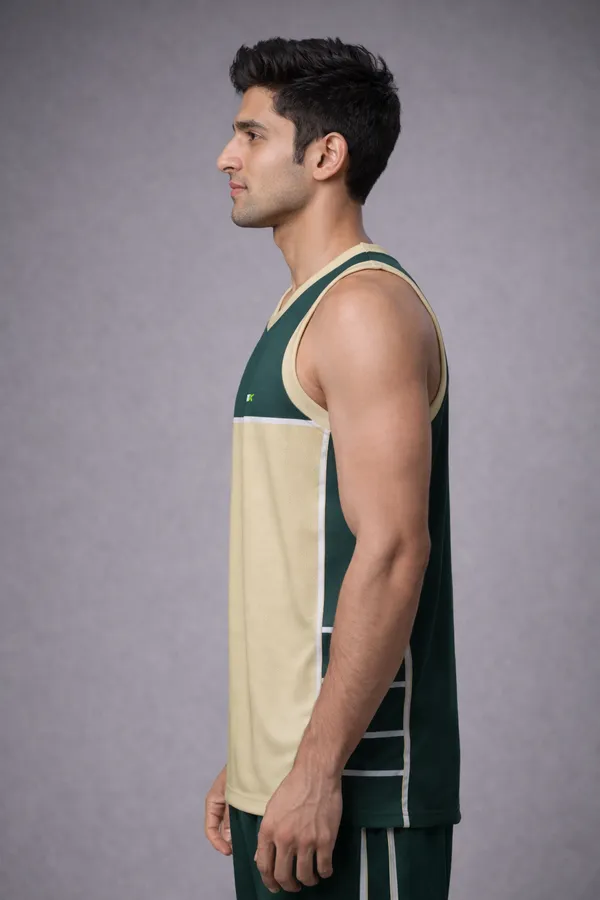 Yellow_And_Green_Polyester_And_Lycra_T_Shirt_For_Men