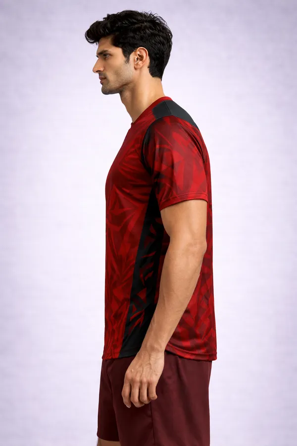 Red_Polyester_And_Lycra_T_Shirt_For_Men