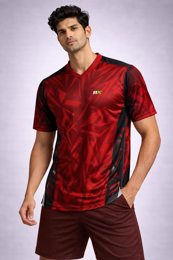 Red_Polyester_And_Lycra_T_Shirt_For_Men