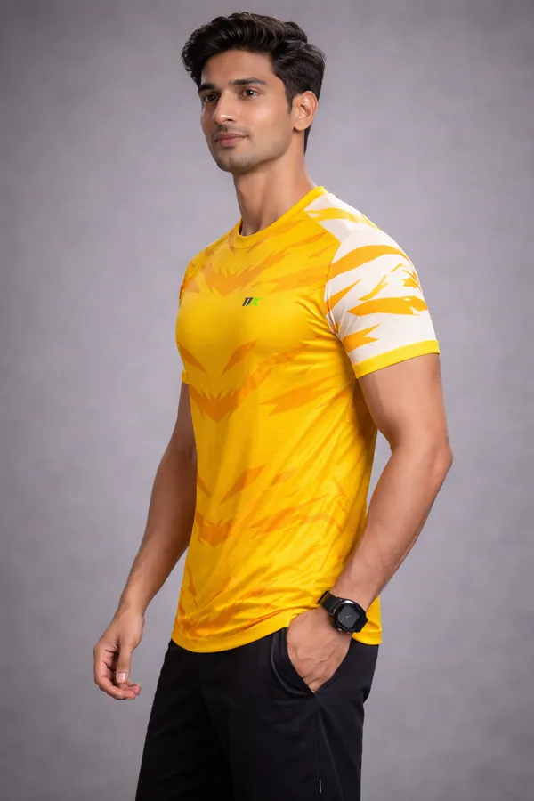 Yellow_Polyester_And_Lycra_T_Shirt_For_Men