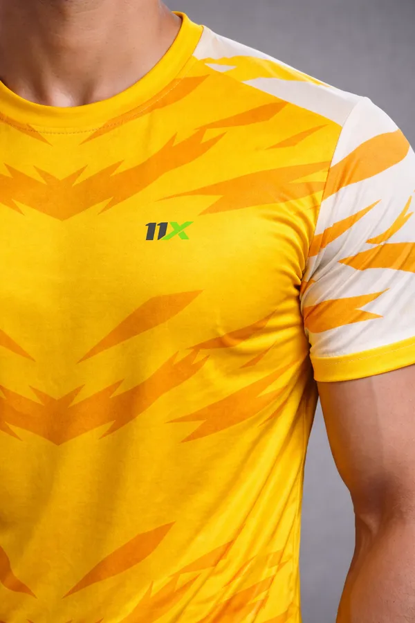 Yellow_Polyester_And_Lycra_T_Shirt_For_Men