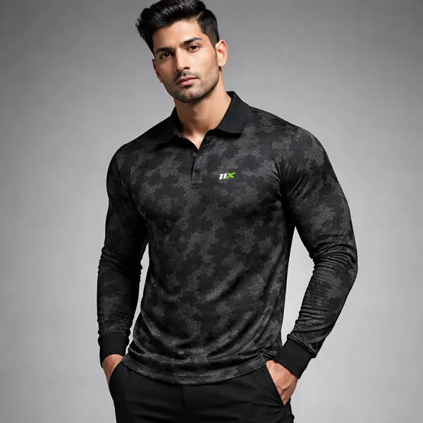 Black_Polyester_And_Lycra_T_Shirt_For_Men