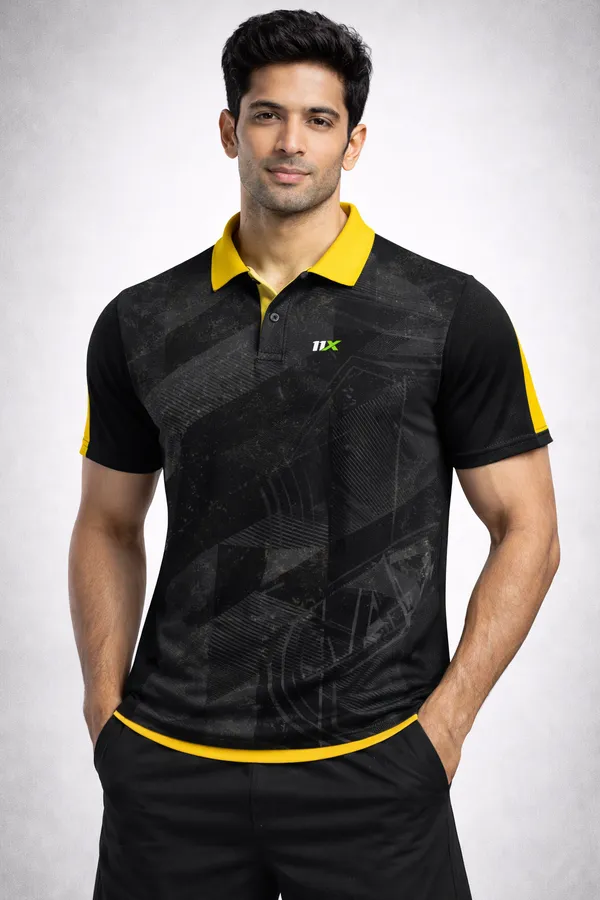Black_Polyester_And_Lycra_T_Shirt_For_Men