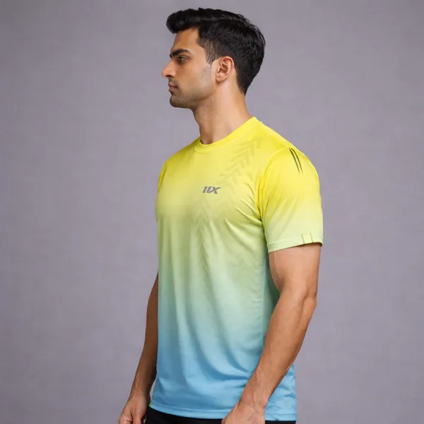 Yellow_And_Blue_Polyester_And_Lycra_T_Shirt_For_Men