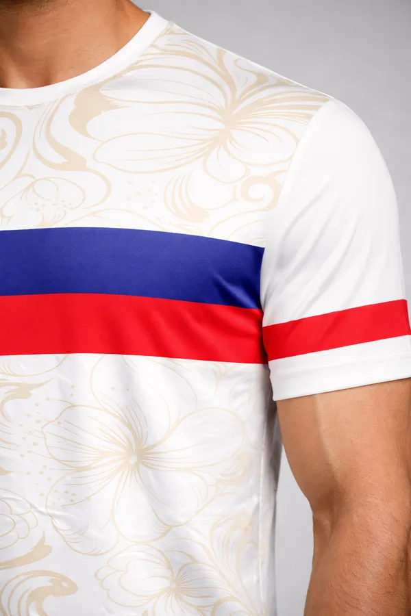 White_Polyester_And_Lycra_T_Shirt_For_Men