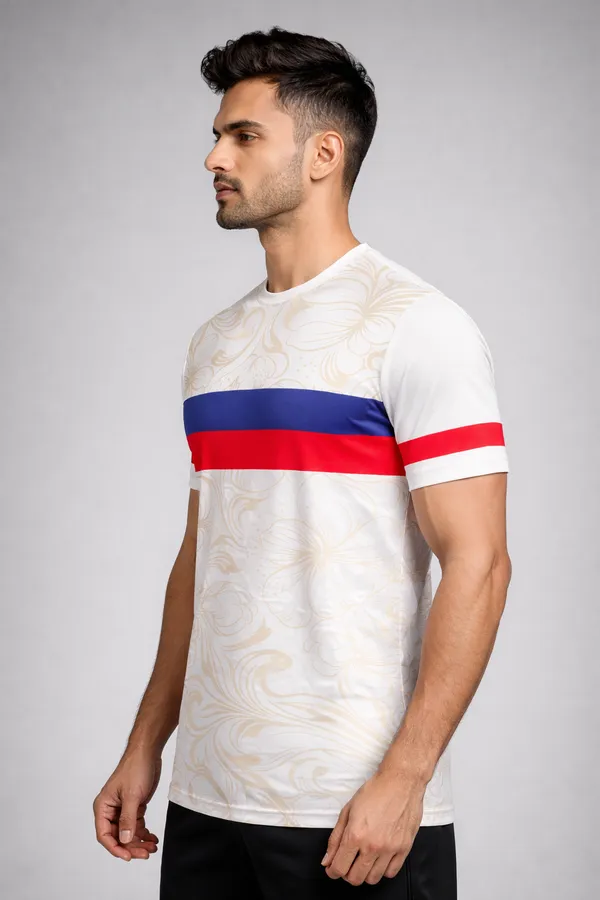 White_Polyester_And_Lycra_T_Shirt_For_Men