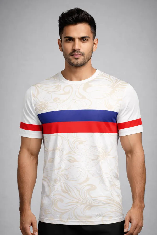 White_Polyester_And_Lycra_T_Shirt_For_Men