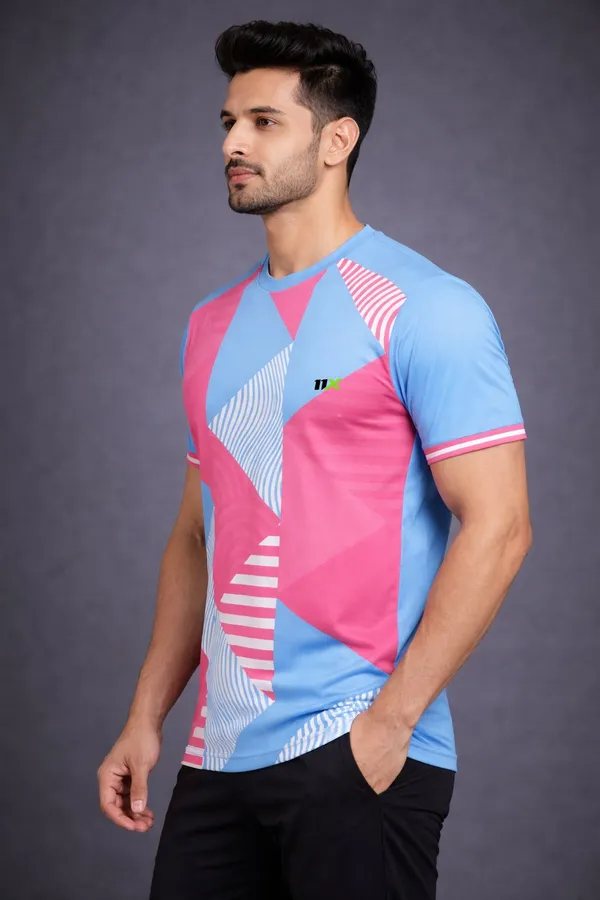 Pink_And_Blue_Polyester_And_Lycra_T_Shirt_For_Men