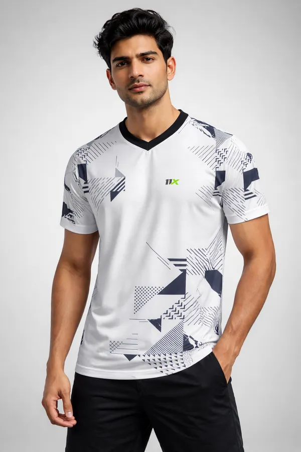 White_Polyester_And_Lycra_T_Shirt_For_Men