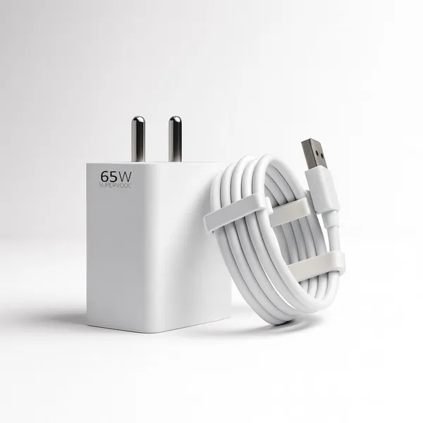 White_65_W_Supervooc_6_A_Wall_Charger_For_Mobile_With_Detachable_Cable_(Cable_Included)
