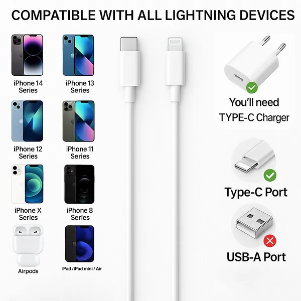 White_Lightning_Cable_6_A_1_M_Original_Quality_20_W_Pd_Fast_Charging_Usb_C_A_1_M_Lightning_Cable_(Compatible_With_Iphone_6/6S/7/7+/8/8+/10/11/12/13_Plus_/14_Pro_Pro_Max,_C_To_Lightning_Cable)