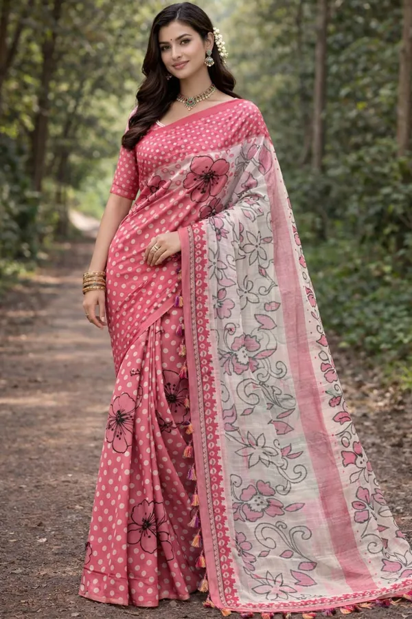 Pink_Women_Printed_Saree_With_Floral_Design