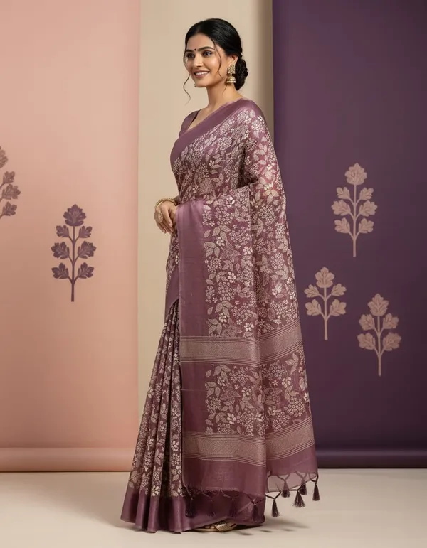 Mauve_Elegant_Floral_Embroidered_Saree_With_Tasseled_Border