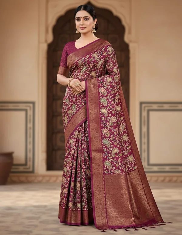 Maroon_Banarasi_Silk_Saree_With_Zari_Work