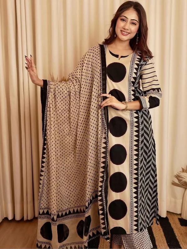 Beige_Black_Ethnic_Wear_Suit_Set
