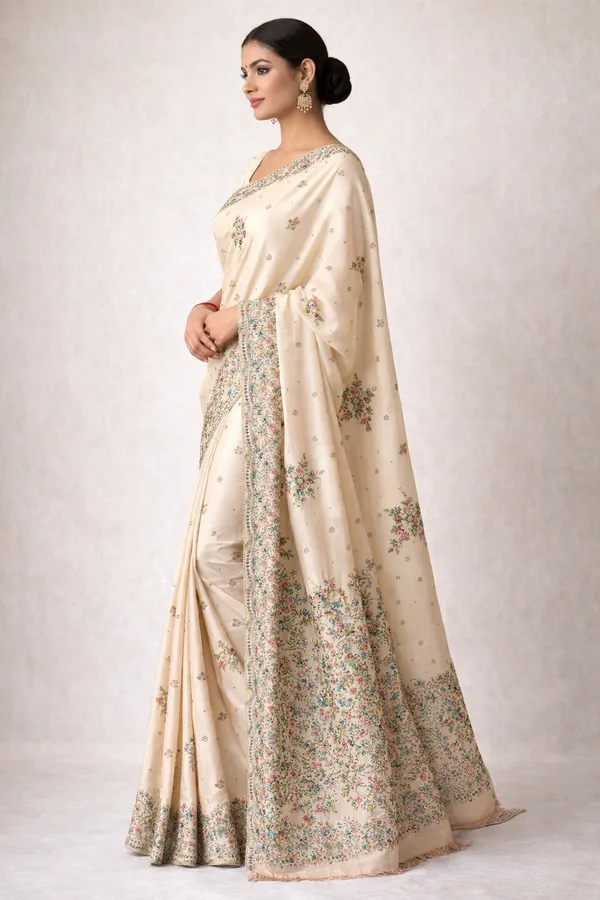 Beige_Floral_Embroidered_Saree_with_Heavy_Border