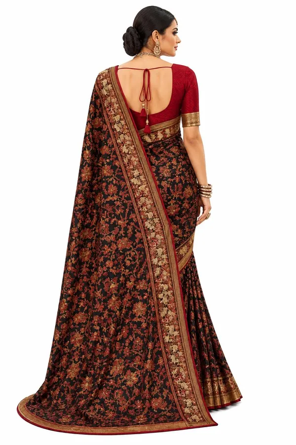 Black_&_Maroon_Floral_Designer_Saree