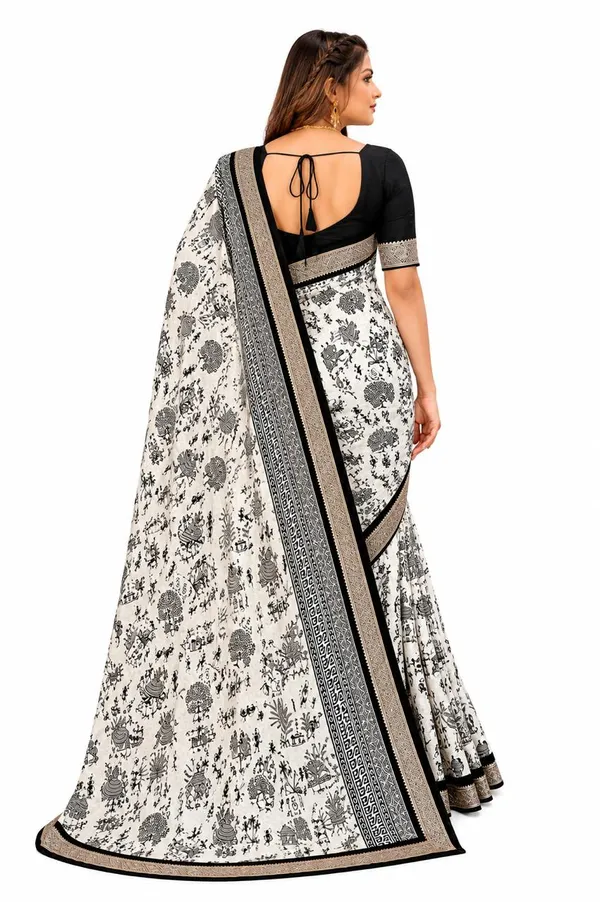 Black_&_White_Printed_Saree