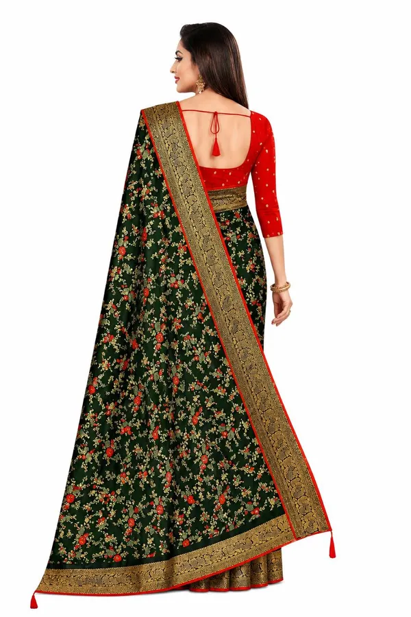 Bottle_Green_Floral_Saree
