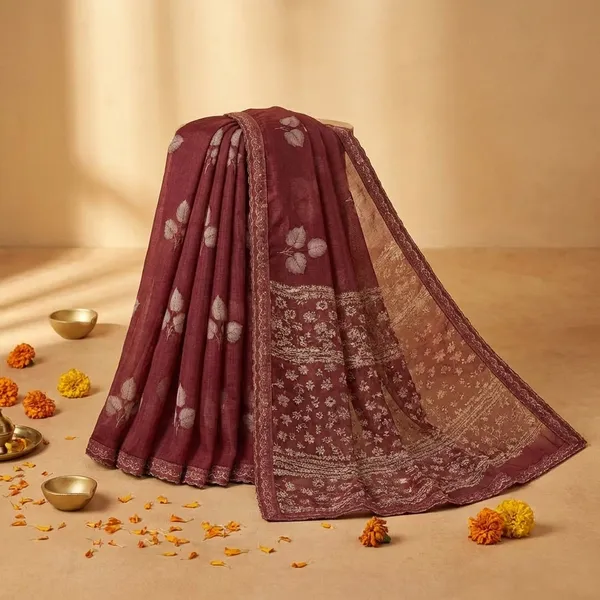 Maroon_Floral_Embroidered_Saree_With_Designer_Border