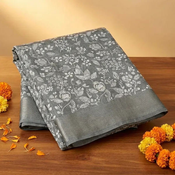 Grey_Floral_Printed_Saree_With_Border