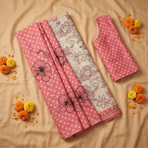 Pink_Women_Printed_Saree_With_Floral_Design