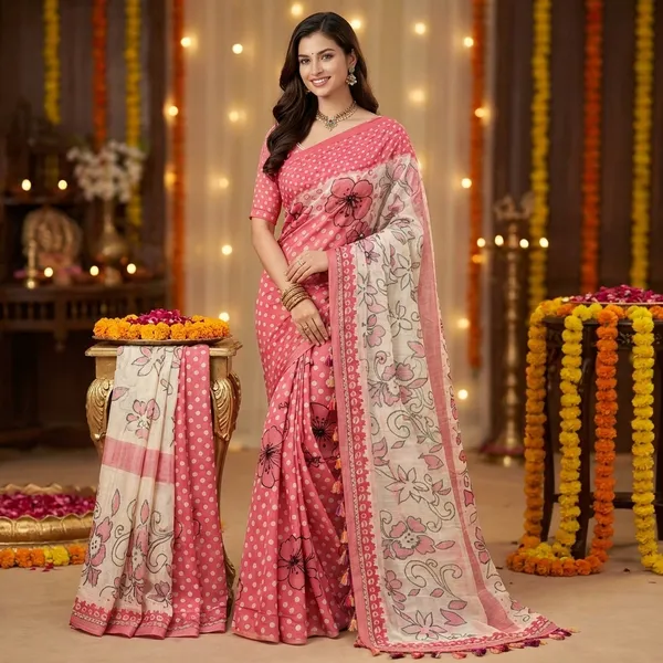 Pink_Women_Printed_Saree_With_Floral_Design