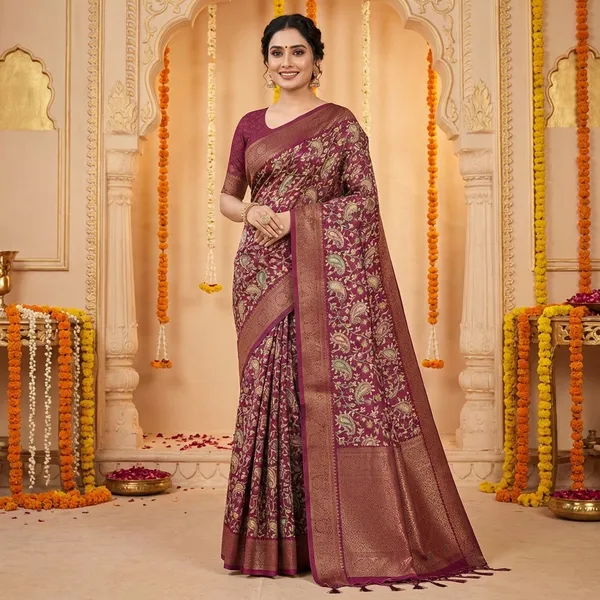 Maroon_Banarasi_Silk_Saree_With_Zari_Work