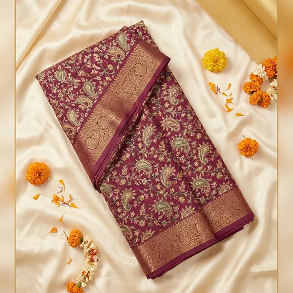 Maroon_Banarasi_Silk_Saree_With_Zari_Work