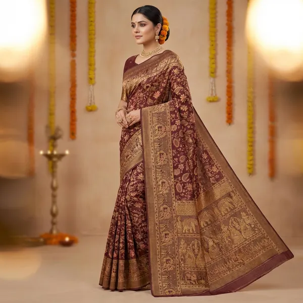 Maroon_Traditional_Banarasi_Silk_Saree_With_Gold_Zari_Work