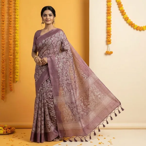 Mauve_Elegant_Floral_Embroidered_Saree_With_Tasseled_Border