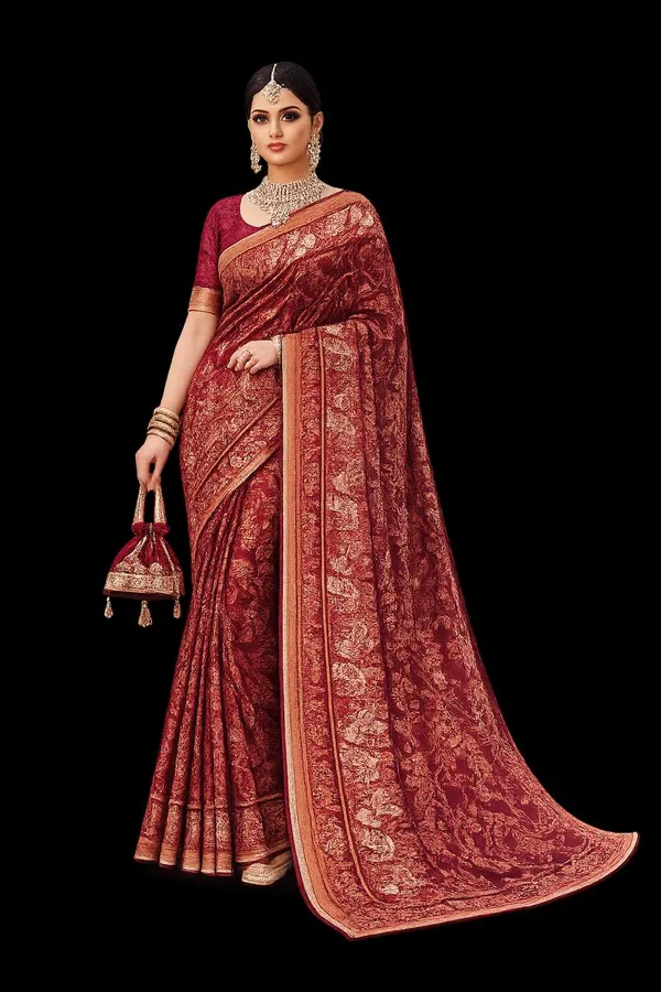 Maroon_Floral_Designer_Saree