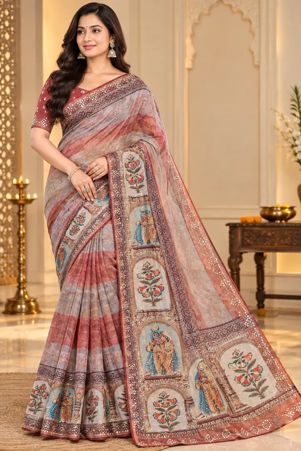 Multicolor_Printed_Designer_Saree_with_Traditional_Border