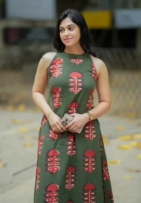 Olive_Green_Floral_Printed_Kurti_Set