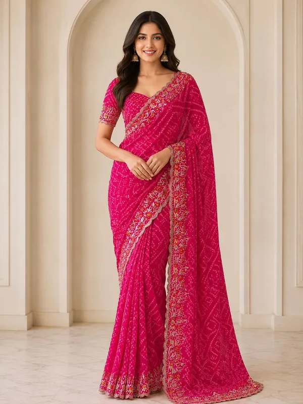 Pink_Bandhani_Saree