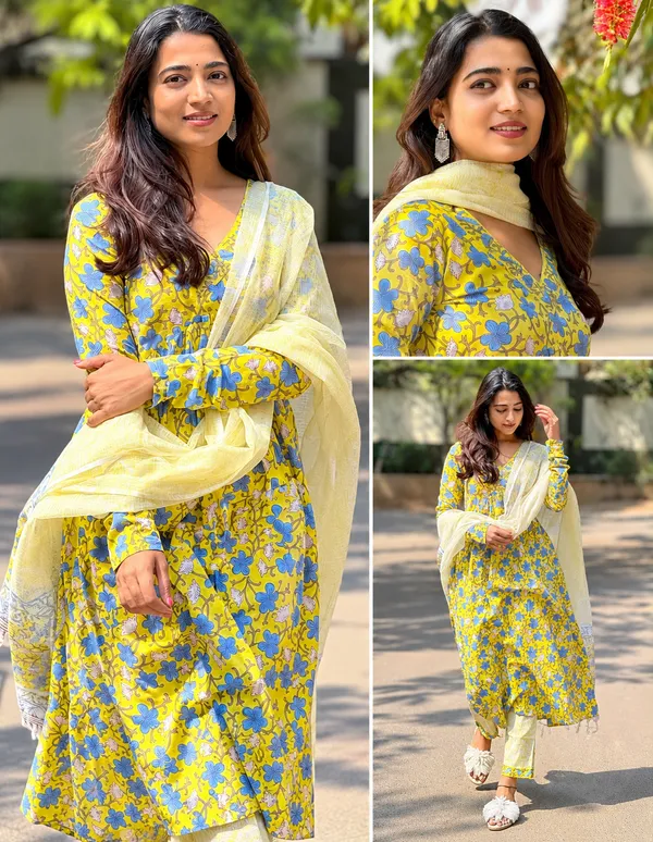 Trending_Ajanta_Yellow_Printed_Anarkali_Dress_|_Kurti_Pant_Set_3_PCS