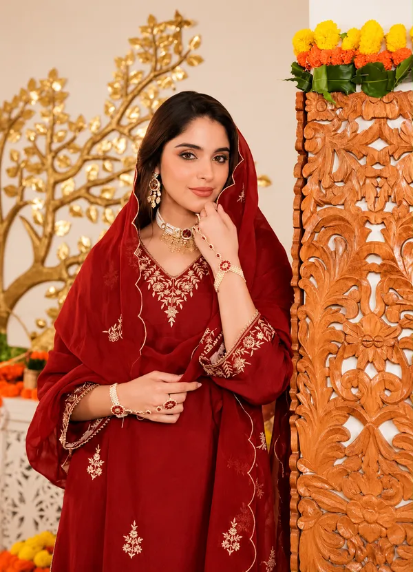 Trending_Anika_Red_Women's_Kurta_Pant_Set_With_Dupatta