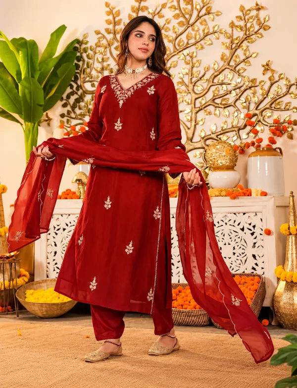 Trending_Anika_Red_Women's_Kurta_Pant_Set_With_Dupatta