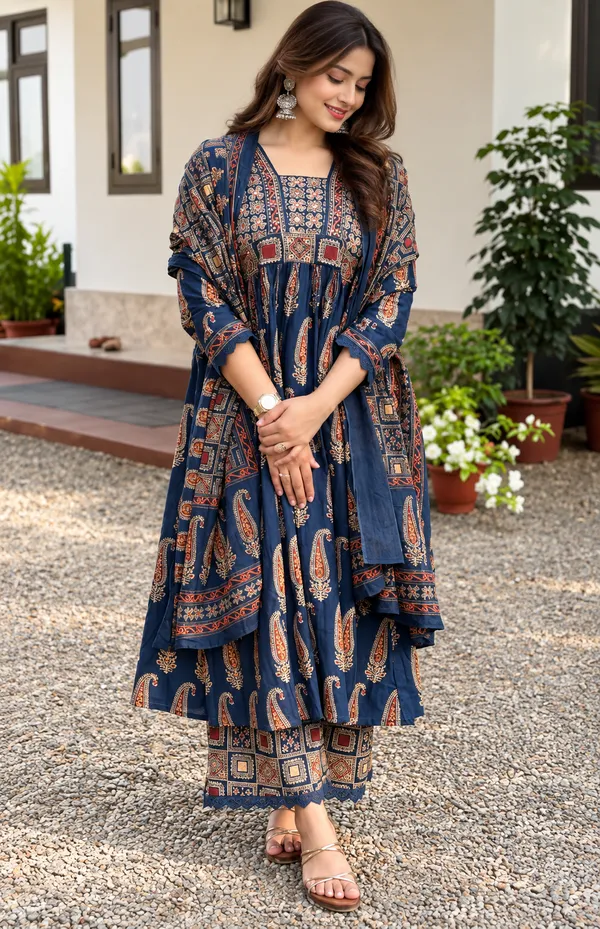Trending_Arika_Blue_Printed_Anarkali_Dress_|_Kurti_Pant_Set_3_PCS
