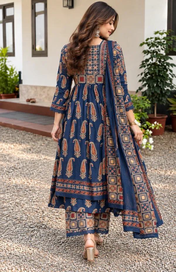 Trending_Arika_Blue_Printed_Anarkali_Dress_|_Kurti_Pant_Set_3_PCS
