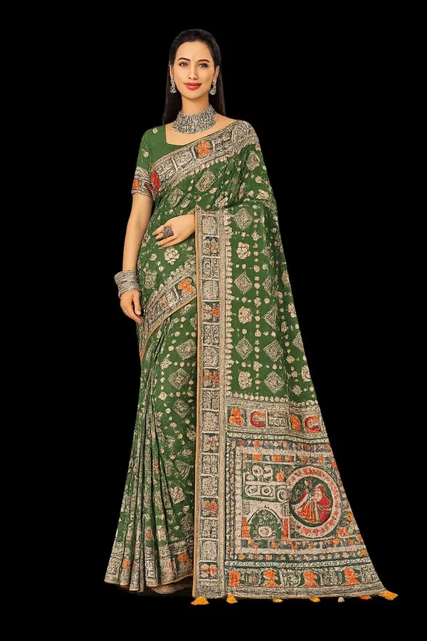 Women's_Green_Printed_Traditional_Saree