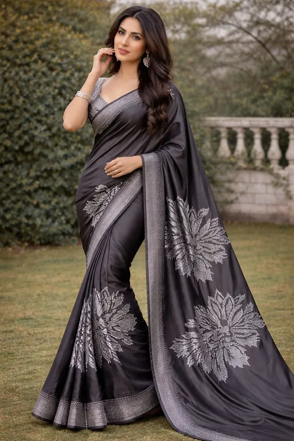 black_with_silver_work_saree