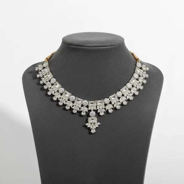 Silver_Brass_Necklace_And_Earring_Set_For_Women