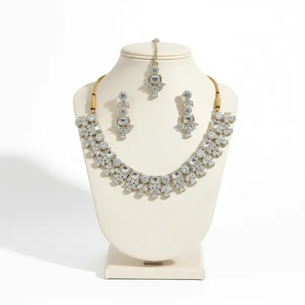 Silver_Brass_Necklace_And_Earring_Set_For_Women
