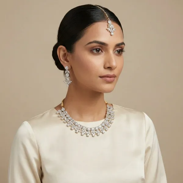 Silver_Brass_Necklace_And_Earring_Set_For_Women