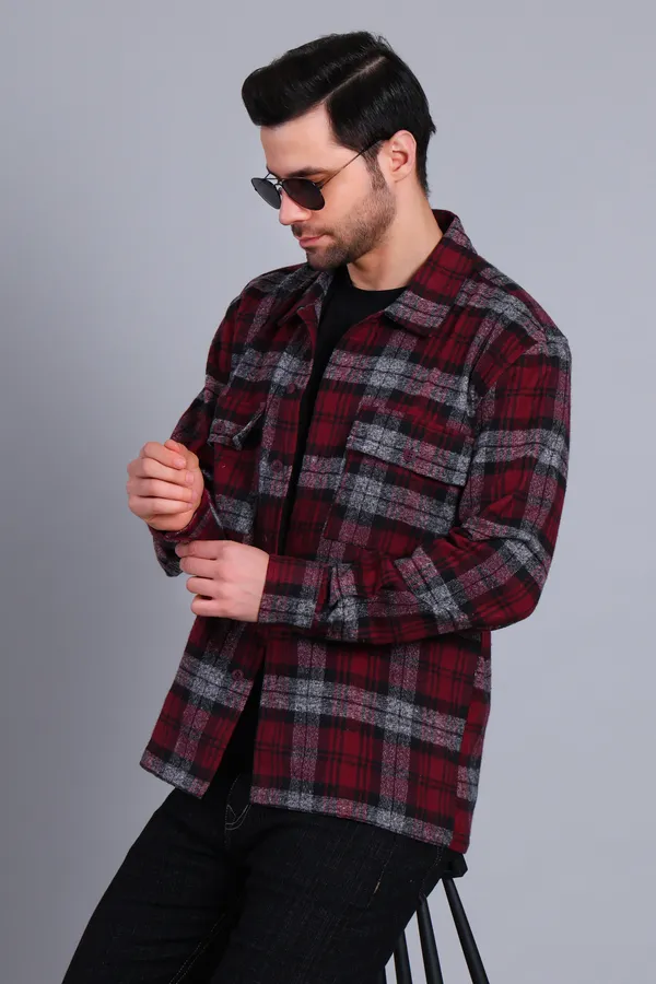 Maroon_Checkered_Cotton_Blend_Shacket_For_Men