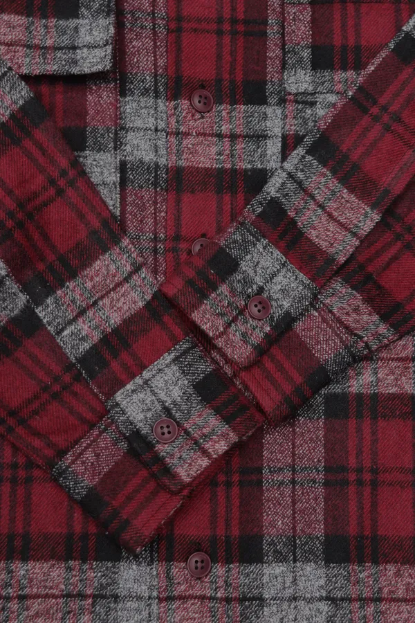 Maroon_Checkered_Cotton_Blend_Shacket_For_Men