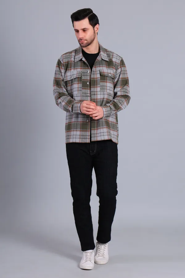 Olive_Green_Cotton_Blend_Checkered_Shacket_For_Men