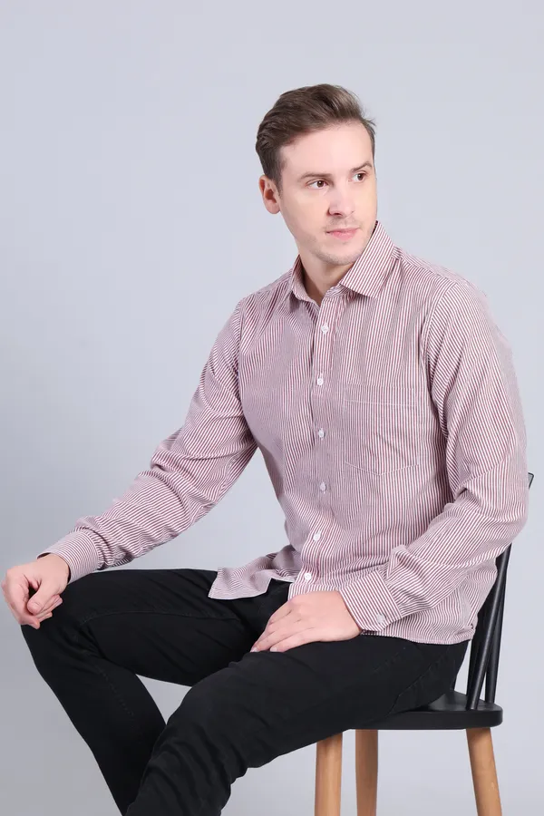 Brown_Cotton_Blend_Stripes_Shirt_For_Men