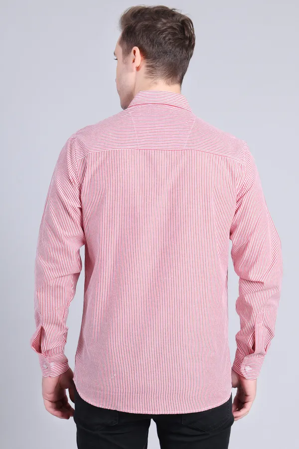 Red_Cotton_Blend_Stripes_Shirt_For_Men